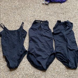 Adult Black Leotard Bundle each with fancy detail